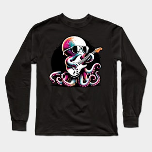 Guitar Cat Novelty Rock Music Band Concert Funny Cat Long Sleeve T-Shirt